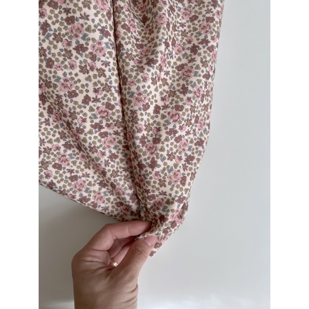 Kristen - Velours milleraies coton organique imprimé fleuri rose  - 8