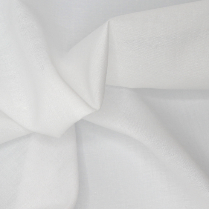 Voile de coton organique uni coloris blanc