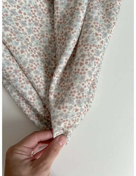 Kristen - Velours milleraies coton organique imprimé fleuri bleuet  - 4