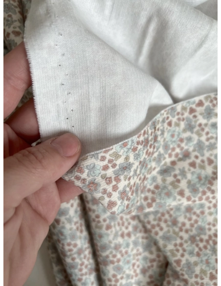 Kristen - Velours milleraies coton organique imprimé fleuri bleuet  - 5