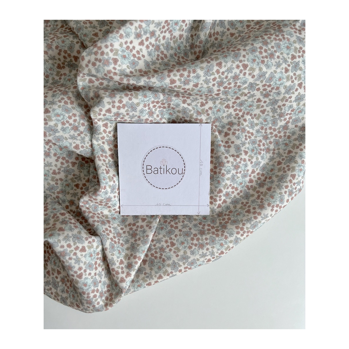 Kristen - Velours milleraies coton organique imprimé fleuri bleuet  - 6