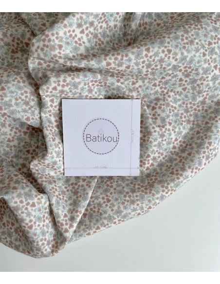 Kristen - Velours milleraies coton organique imprimé fleuri bleuet  - 6