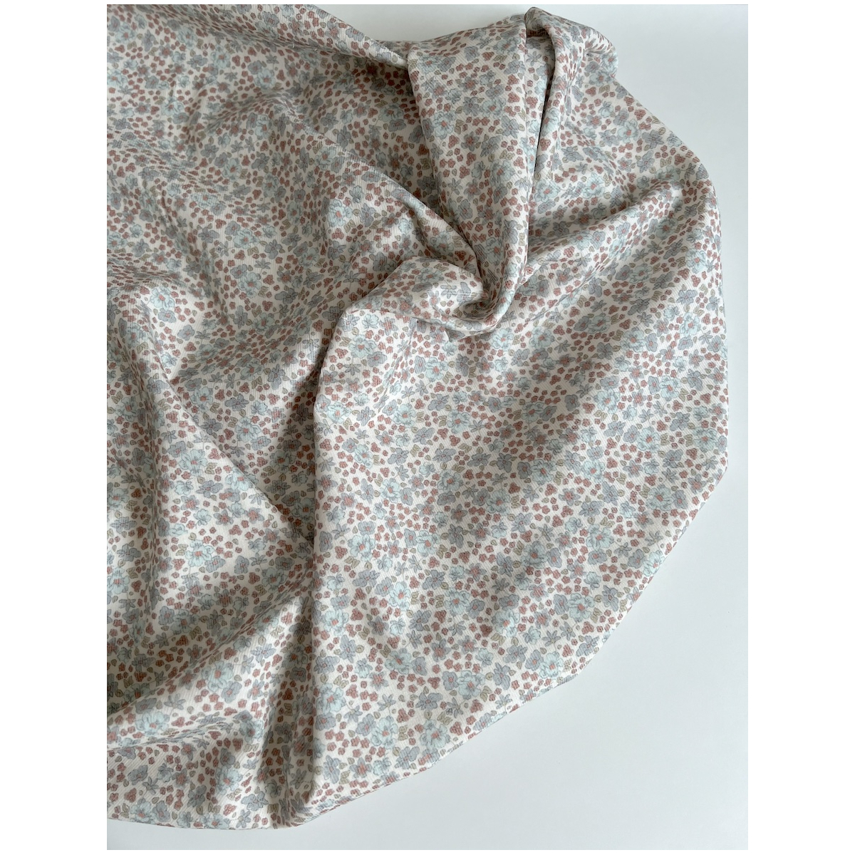 Kristen - Velours milleraies coton organique imprimé fleuri bleuet  - 7