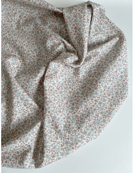 Kristen - Velours milleraies coton organique imprimé fleuri bleuet  - 7