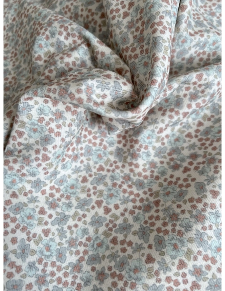 Kristen - Velours milleraies coton organique imprimé fleuri bleuet  - 3