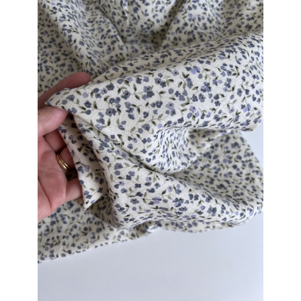 Mila - Double gaze de coton coloris fond écru imprimé fleuri Tissus issus de l'agriculture biologique  - 2