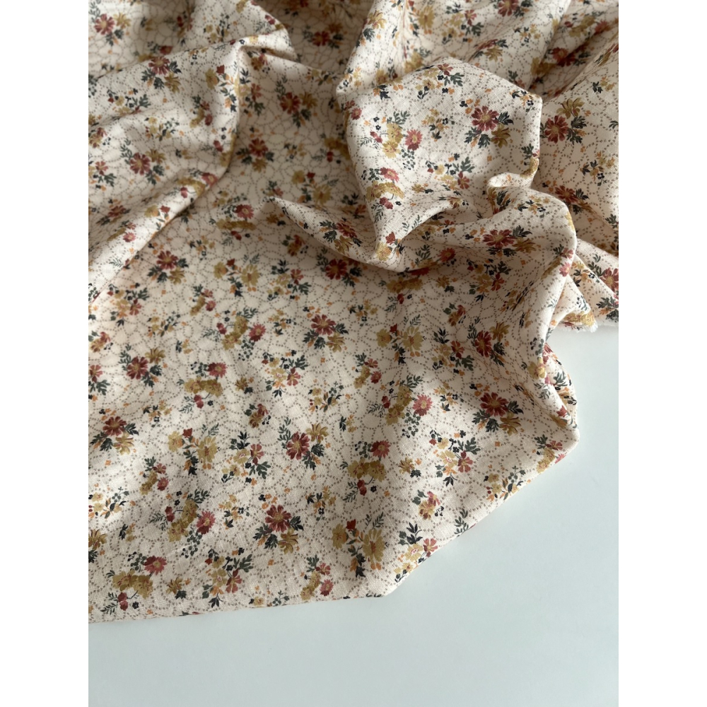 Judith - Seersucker / Coton gaufré doux fond écru motif fleuri Batikou - 6