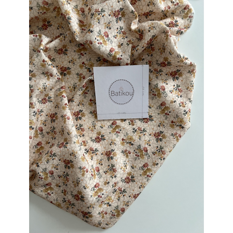 Judith - Seersucker / Coton gaufré doux fond écru motif fleuri Batikou - 7
