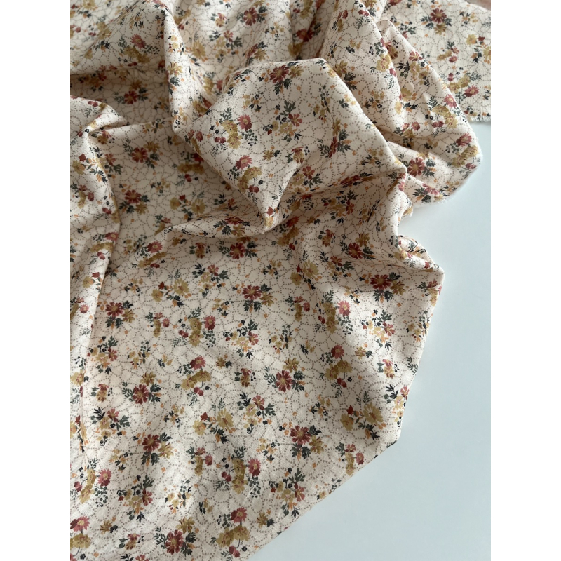 Judith - Seersucker / Coton gaufré doux fond écru motif fleuri Batikou - 9