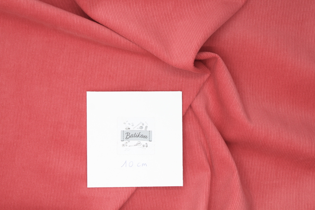 Velours milleraies coton organique coloris corail foncé