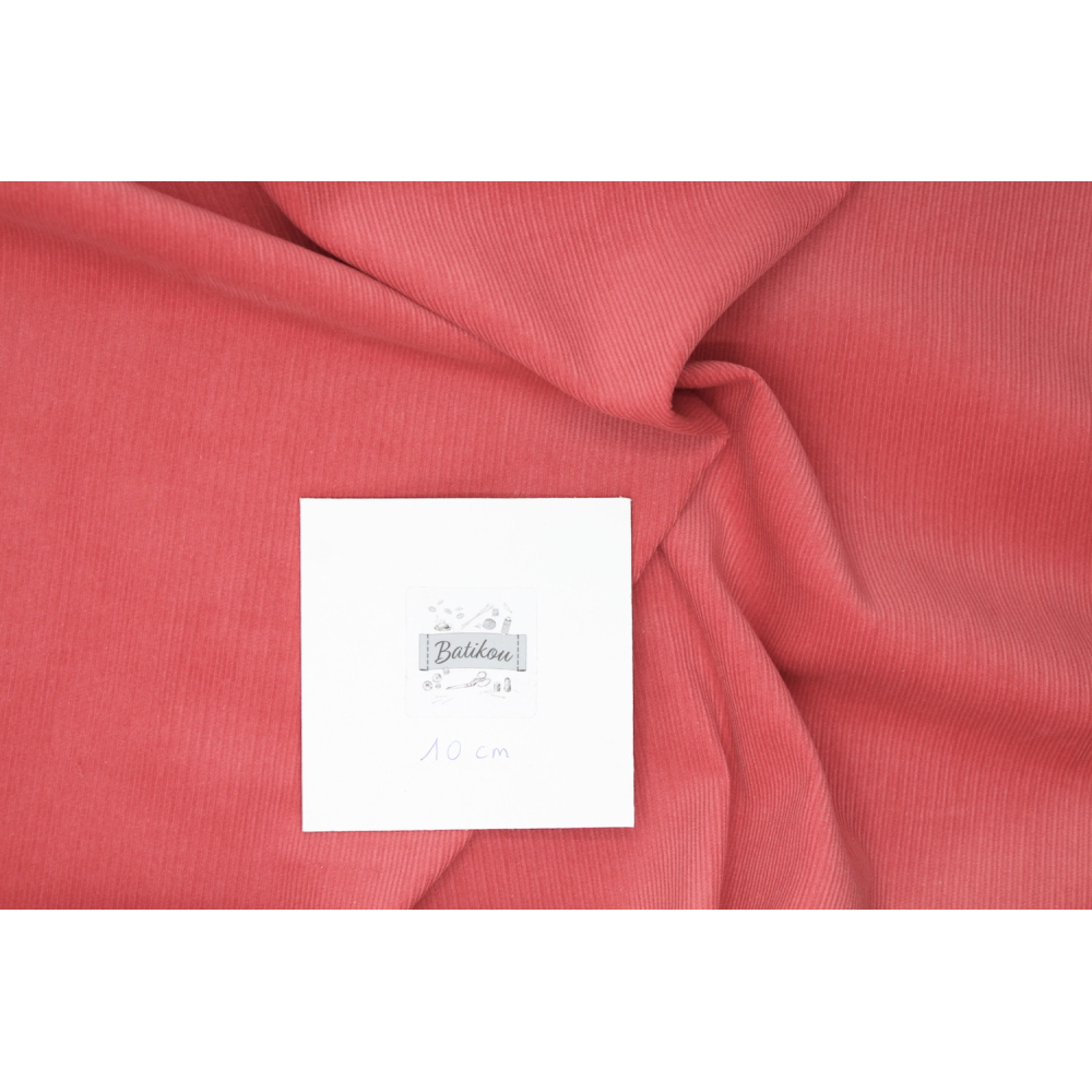 Velours milleraies coton organique coloris corail foncé