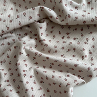 Erika - Seersucker / Coton gaufré doux fond grège motif fleuri Batikou - 1