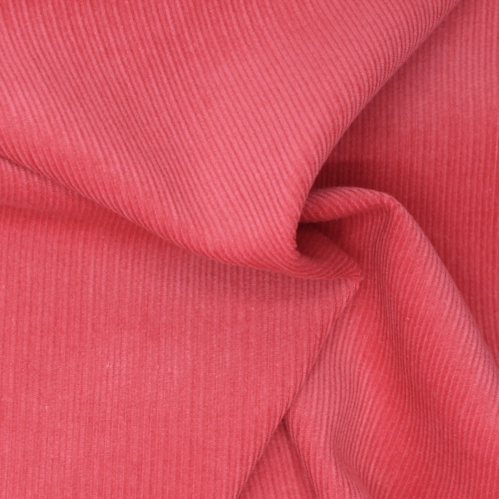 Velours milleraies coton organique coloris corail foncé