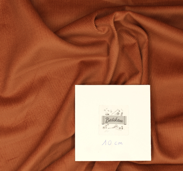 Velours milleraies coton organique coloris écureuil