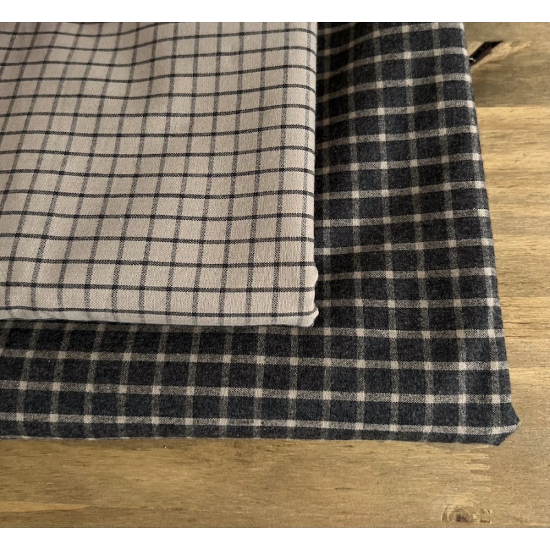 Jules - Popeline de coton tissé carreaux anthracite et cappuccino Tissus issus de l'agriculture biologique  - 6