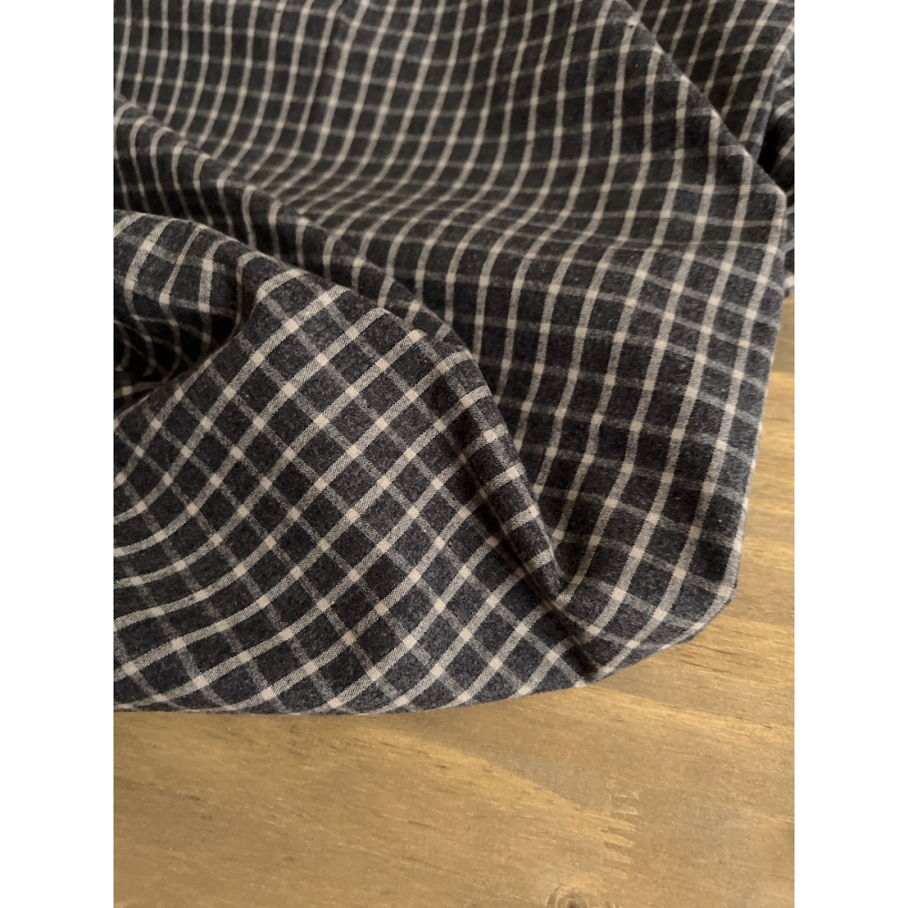 Jules - Popeline de coton tissé carreaux anthracite et cappuccino Tissus issus de l'agriculture biologique  - 7