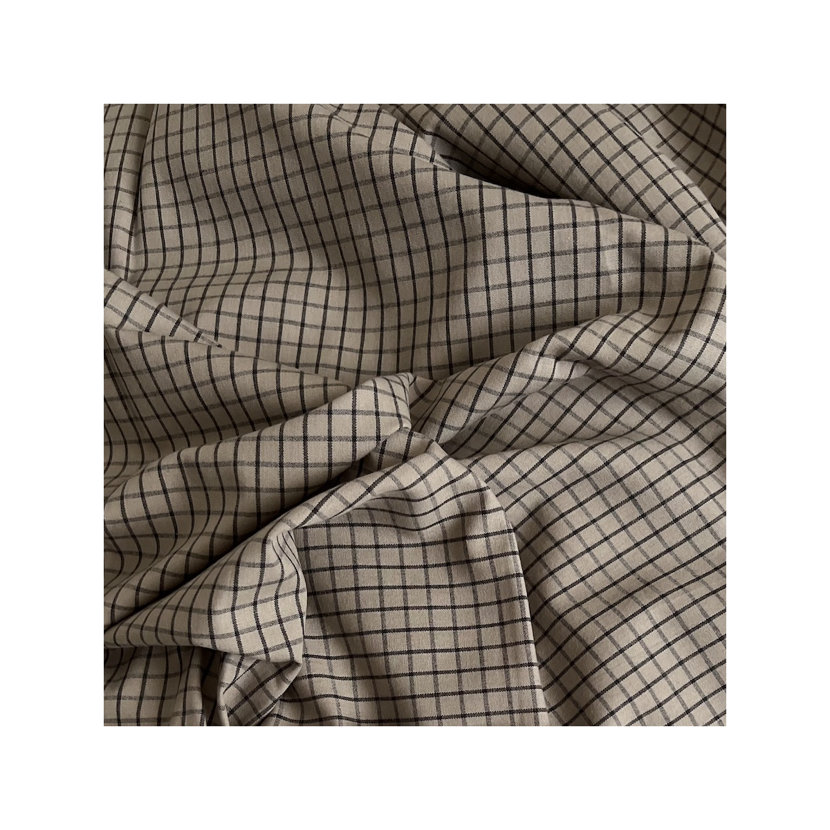 Jules - Popeline de coton tissé carreaux cappuccino et anthracite Tissus issus de l'agriculture biologique  - 2