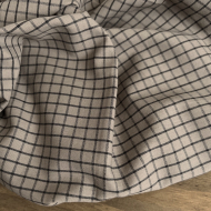 Jules - Popeline de coton tissé carreaux cappuccino et anthracite Tissus issus de l'agriculture biologique  - 1