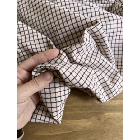 Jules - Popeline de coton tissé carreaux beige nude et anthracite Tissus issus de l'agriculture biologique  - 2