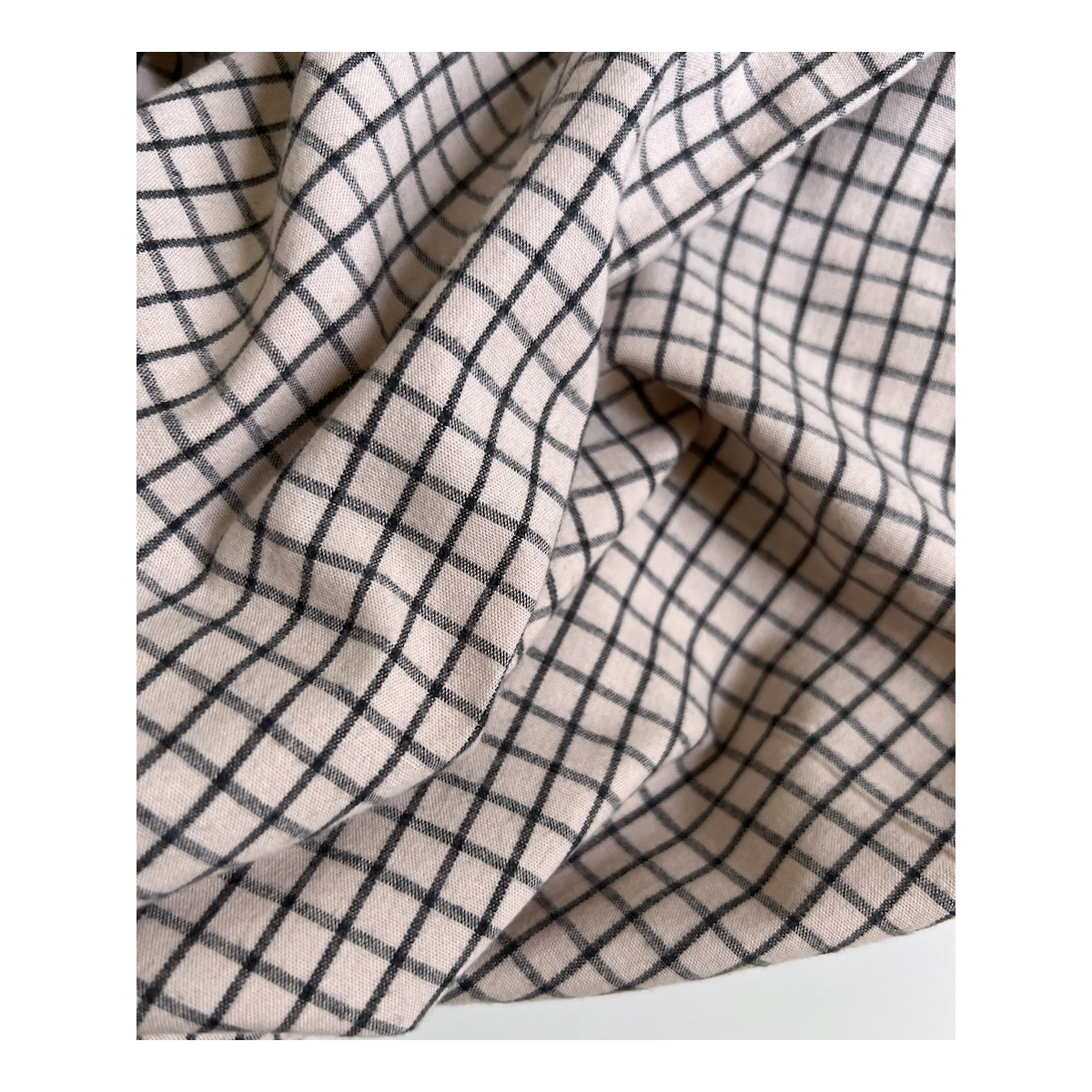 Jules - Popeline de coton tissé carreaux beige nude et anthracite Tissus issus de l'agriculture biologique  - 5