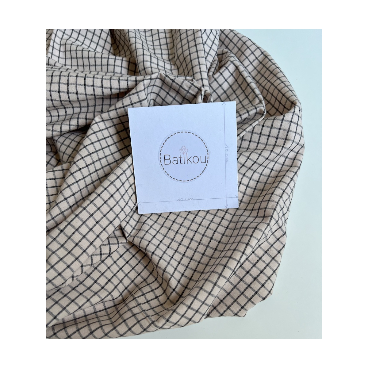 Jules - Popeline de coton tissé carreaux beige nude et anthracite Tissus issus de l'agriculture biologique  - 6