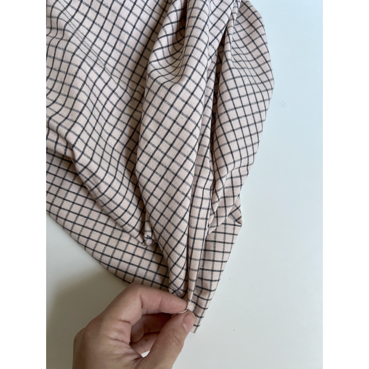 Jules - Popeline de coton tissé carreaux beige nude et anthracite Tissus issus de l'agriculture biologique  - 7