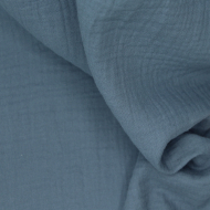 Double gaze de coton BIO unie bleu tempête