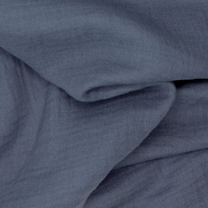 Double gaze de coton BIO unie bleuDenim foncé