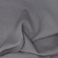 Double gaze de coton BIO unie gris éléphant