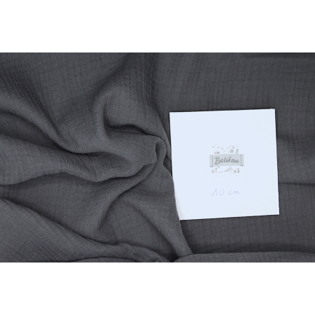 Double gaze de coton BIO unie gris météorite Double gaze de coton BIO unie gris météorite