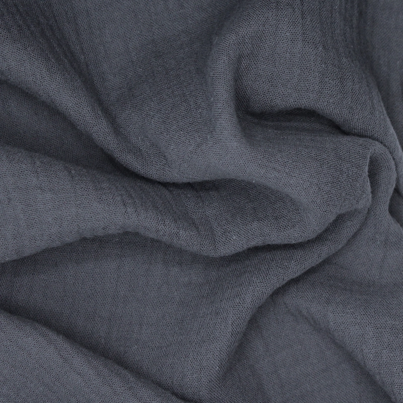 Double gaze de coton BIO unie gris météorite