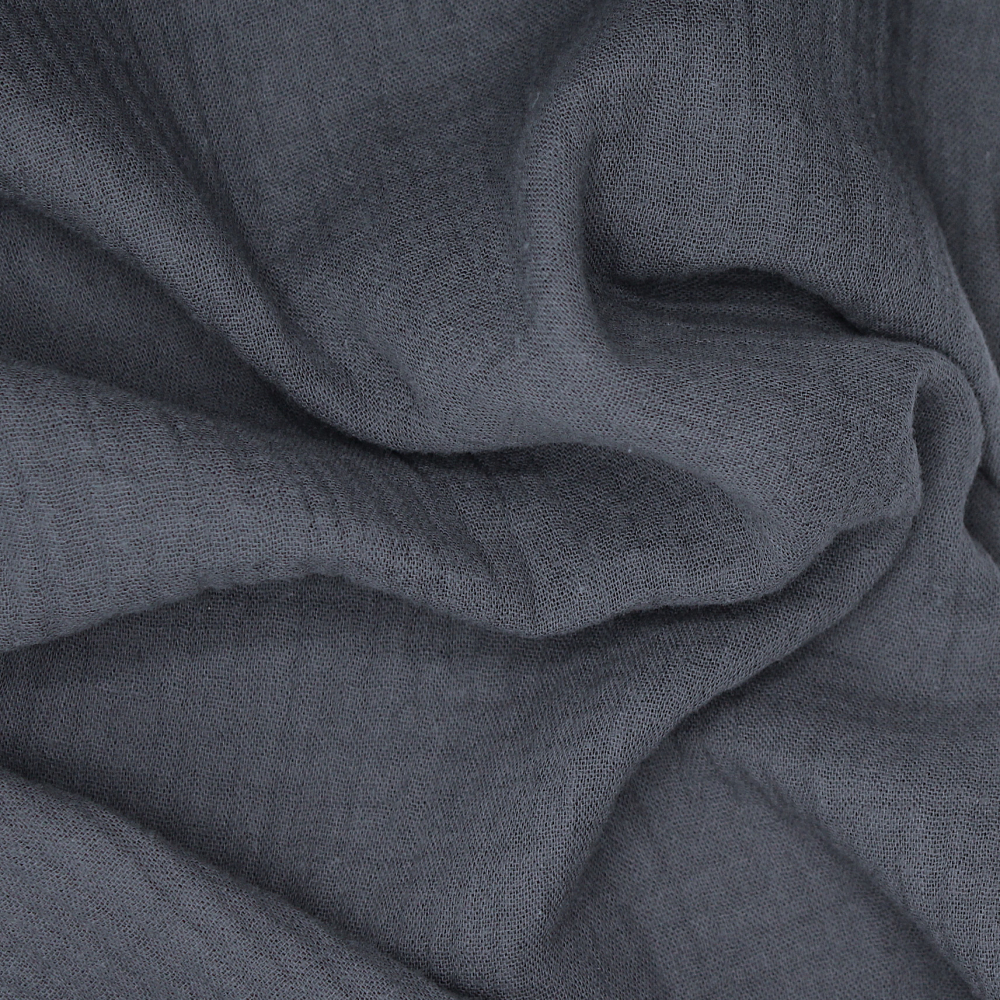 Double gaze de coton BIO unie gris météorite