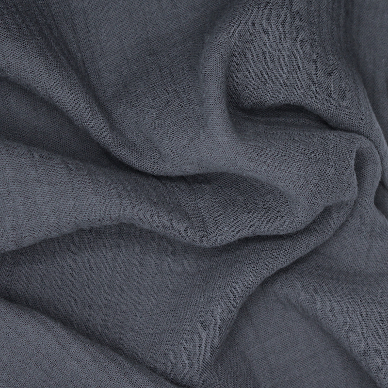 Double gaze de coton BIO unie gris météorite
