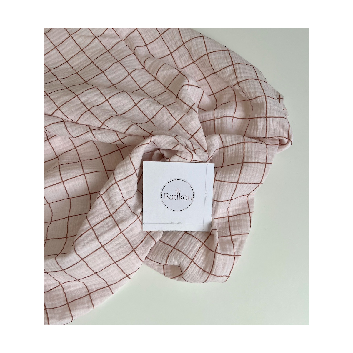 Double gaze de coton Jacques rose carreaux bois de rose