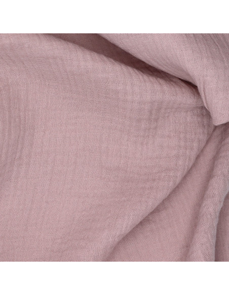 Double gaze de coton BIO unie vieux rose