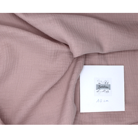 Double gaze de coton BIO unie vieux rose Double gaze de coton BIO unie vieux rose