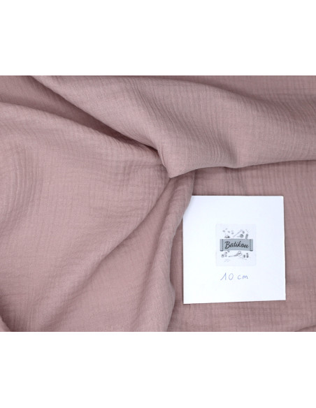Double gaze de coton BIO unie vieux rose
