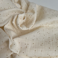 Double gaze de coton Pimiz écru à pois dorés
