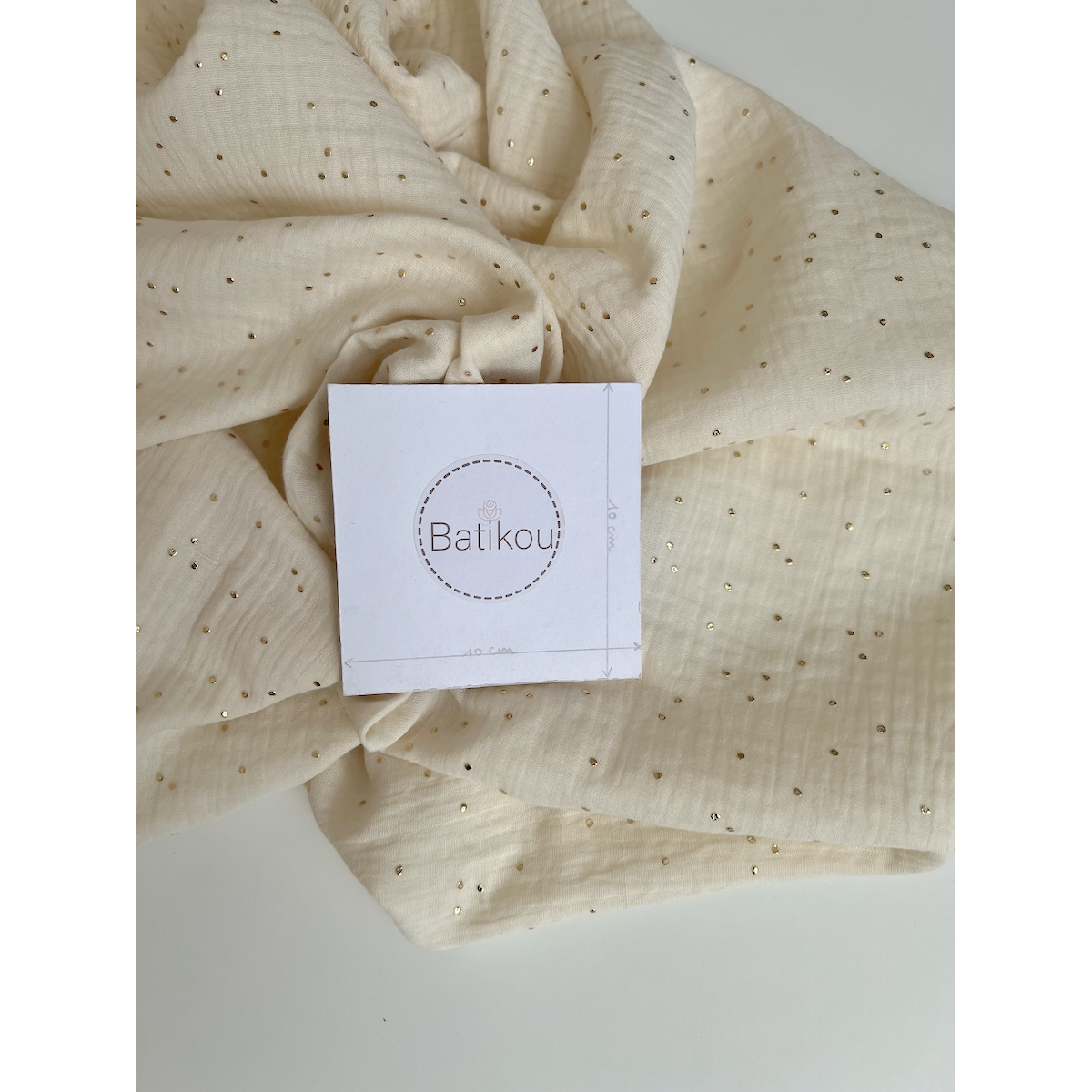 Double gaze de coton Pimiz écru à pois dorés