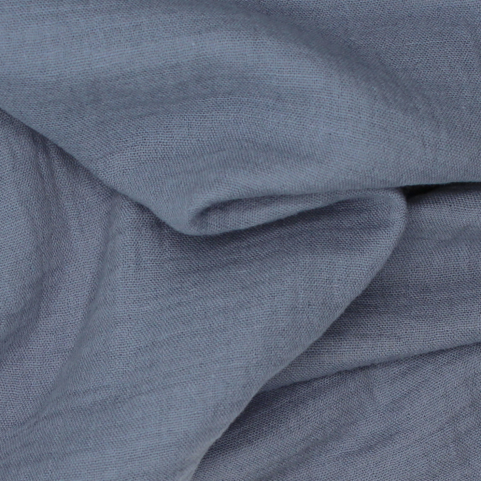 Double gaze de coton BIO unie bleu vénitien