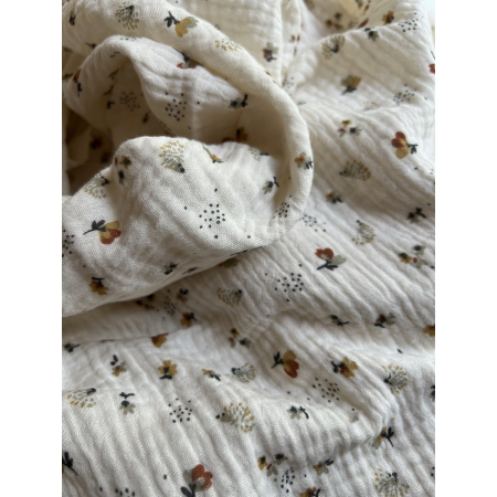 Double gaze de coton Nelsi écru motif cuivré Double gaze de coton Nelsi écru motif cuivré