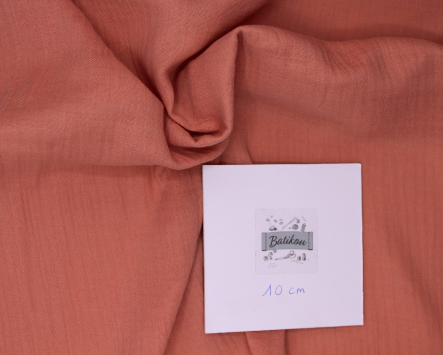 Double gaze de coton BIO unie ROSE blush