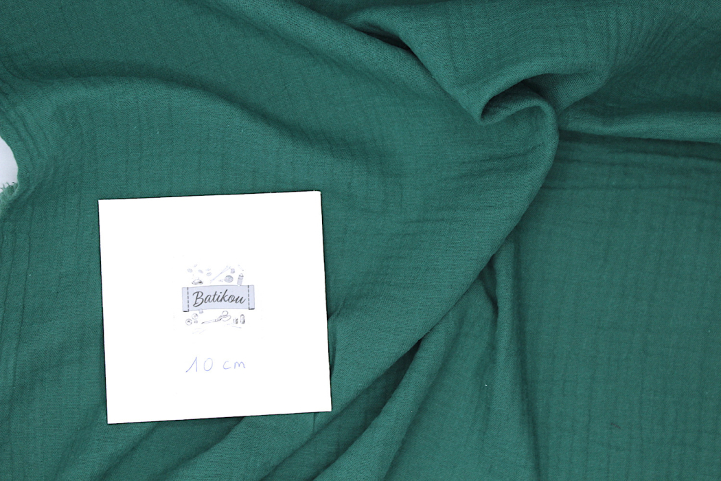 Double gaze de coton BIO unie vert cèdre