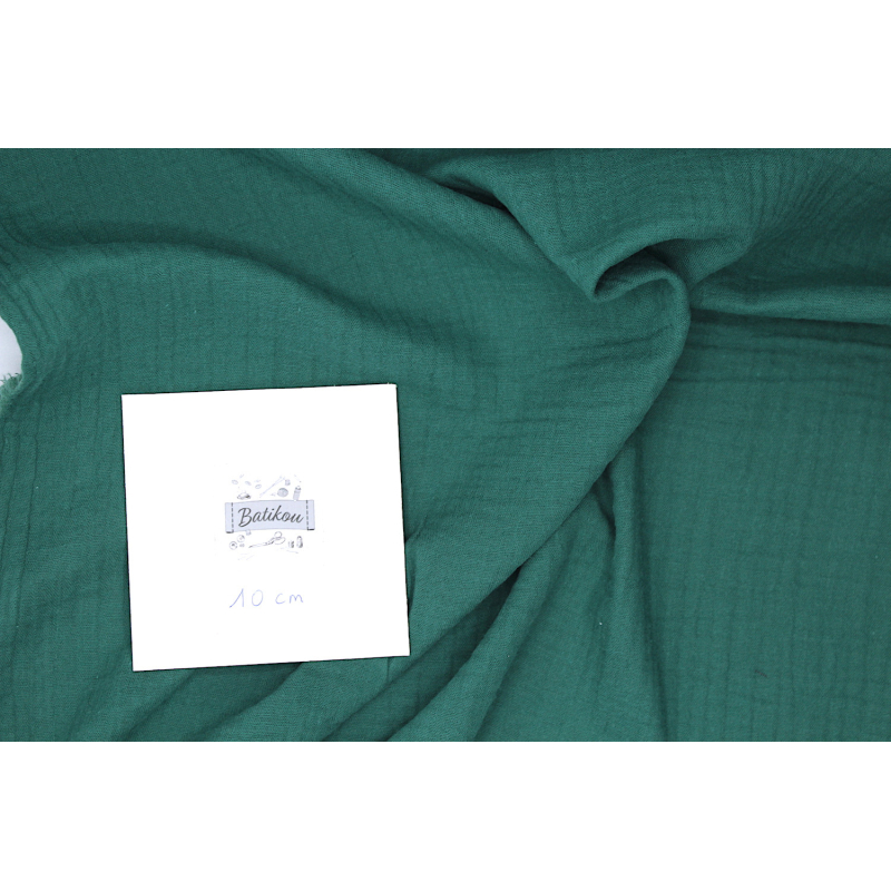 Double gaze de coton BIO unie vert cèdre