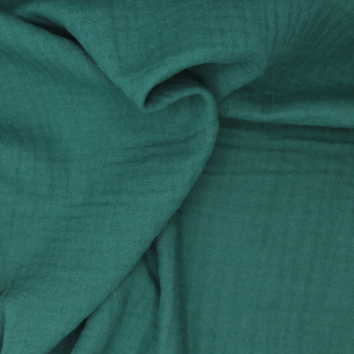 Double gaze de coton BIO unie vert cèdre