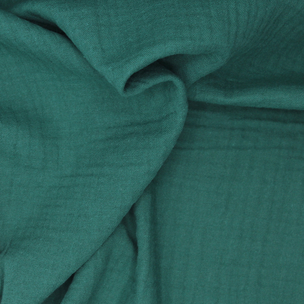 Double gaze de coton BIO unie vert cèdre