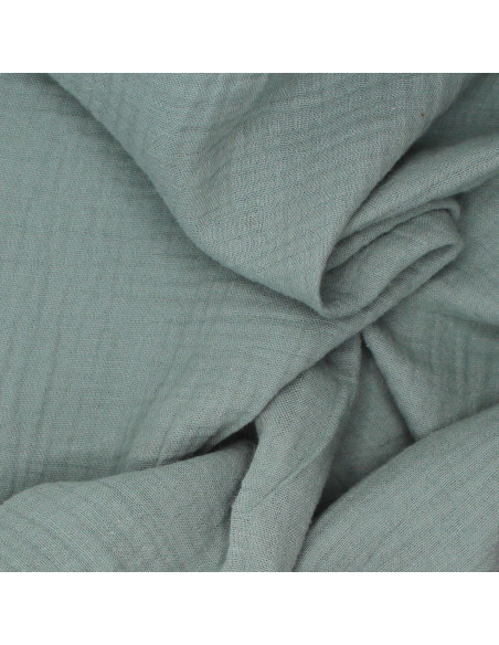 Double gaze de coton BIO unie vert SAUGE