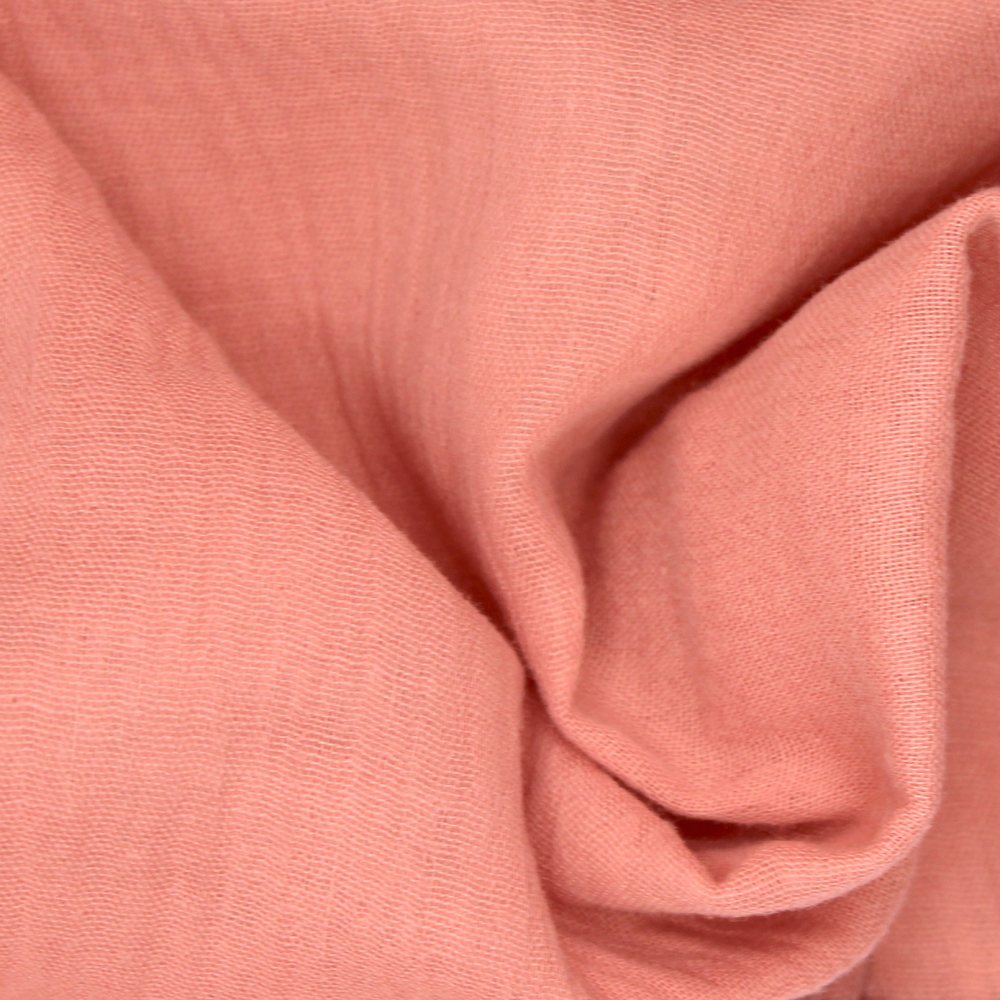 Double gaze de coton BIO unie corail clair