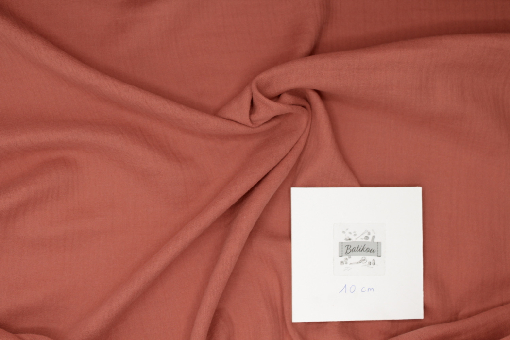 Double gaze de coton BIO unie corail clair