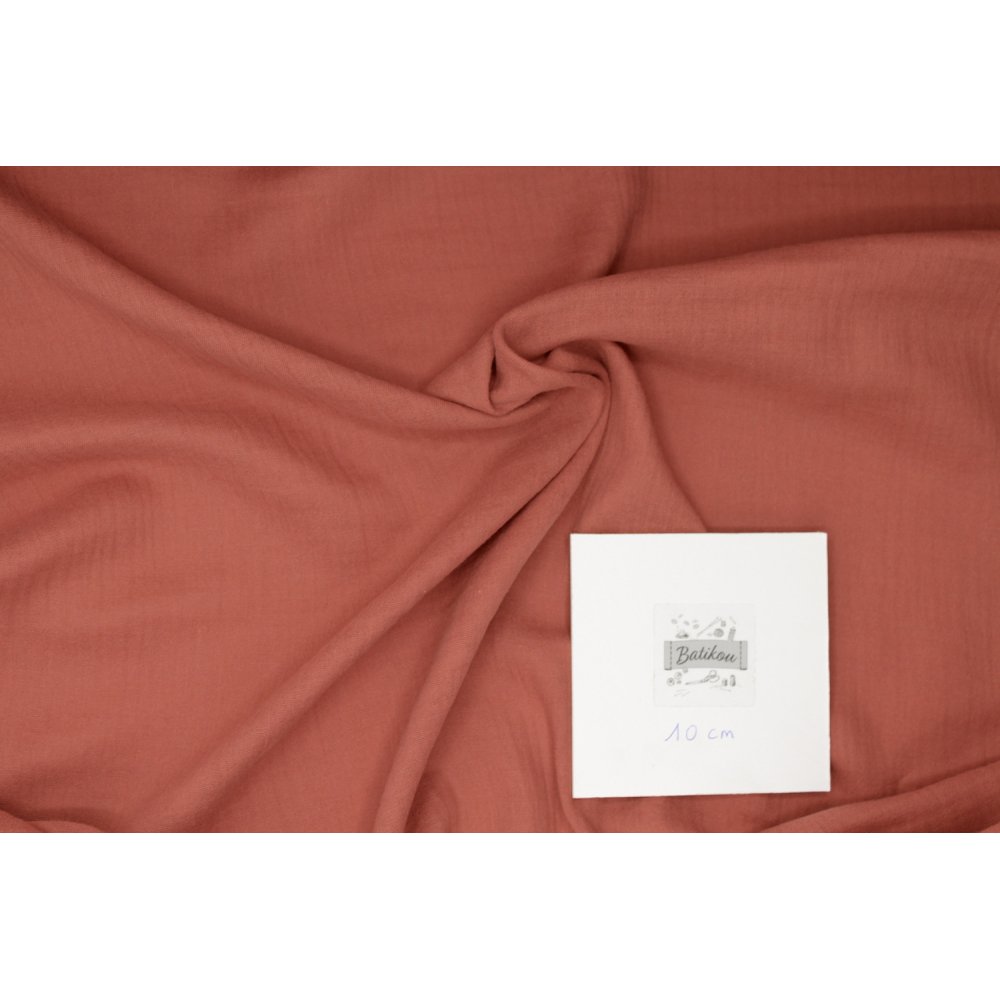 Double gaze de coton BIO unie corail clair